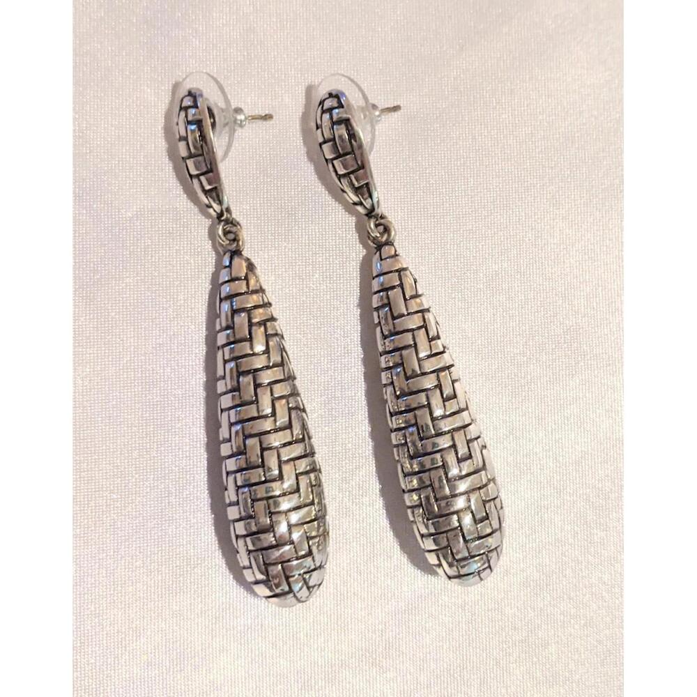 Brighton Silver Woven Teardrop Dangle Earrings
